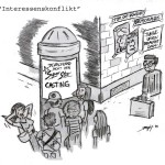Karikatur „Interessenskonflikt/Politikverdrossenheit“